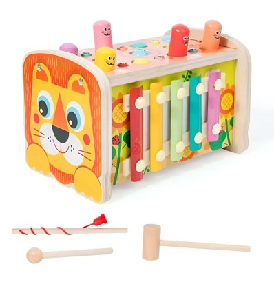 Փայտյա փայտե մեքենա քսիլոֆոն՝ մուրճով